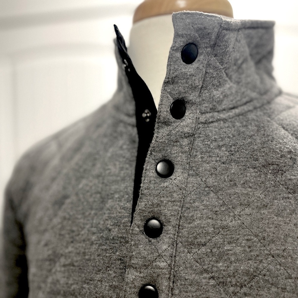 Quarter Snap Quilted Fleece Pullover Jacket - Heather Charcoal - Medium - Picture 5 of 5